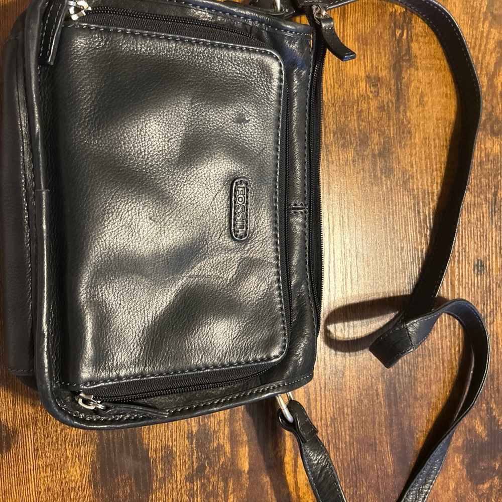 Fossil Black Leather Shoulder Bag